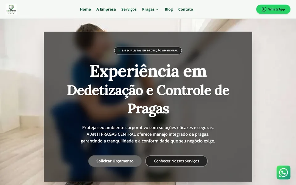 Site da Anti Pragas Central, dedetização, cliente da Laggu