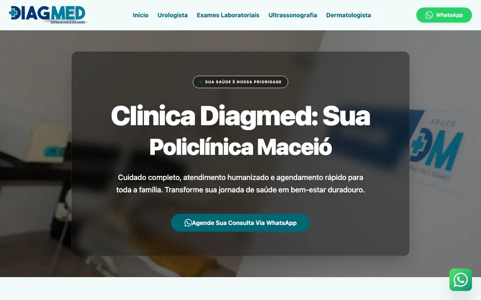 Site da Clínica Diagmed, policlínica